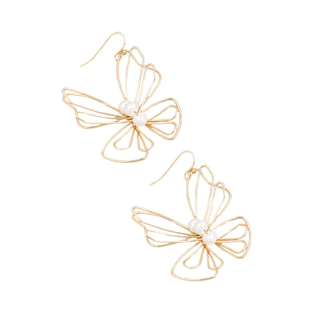 Metallic Wire Butterfly Dangle Earrings