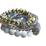 The Elsa Glass and Frosted Bead Bracelet Set