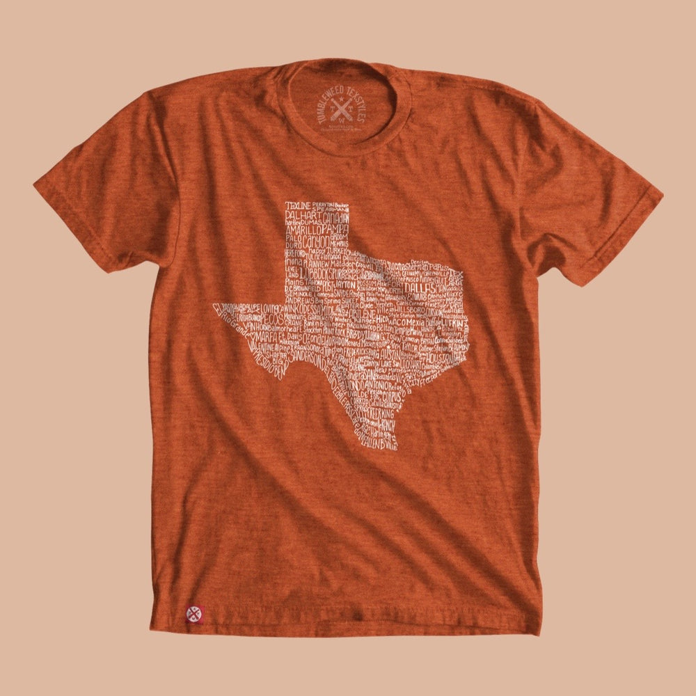 Vintage Orange Texas Towns T-Shirt