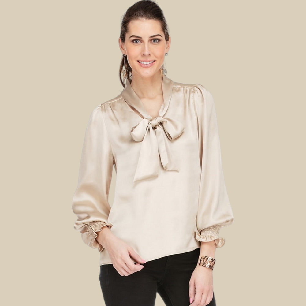 Taupe Tie Blouse