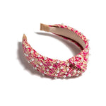 PEARL EMBELLISHED KNOTTED HEADBAND-PINK