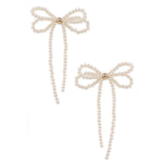 Cream Pearl Bow Tie Earrings