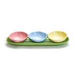 Set of 3 Flower Tidbit Bowls with Tray