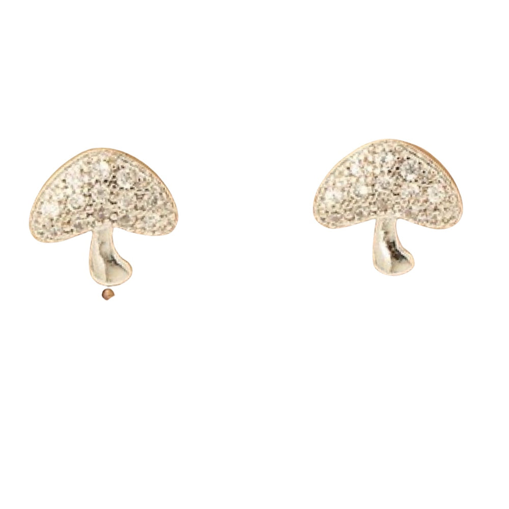 MINI Pave Stud Mushroom Earrings