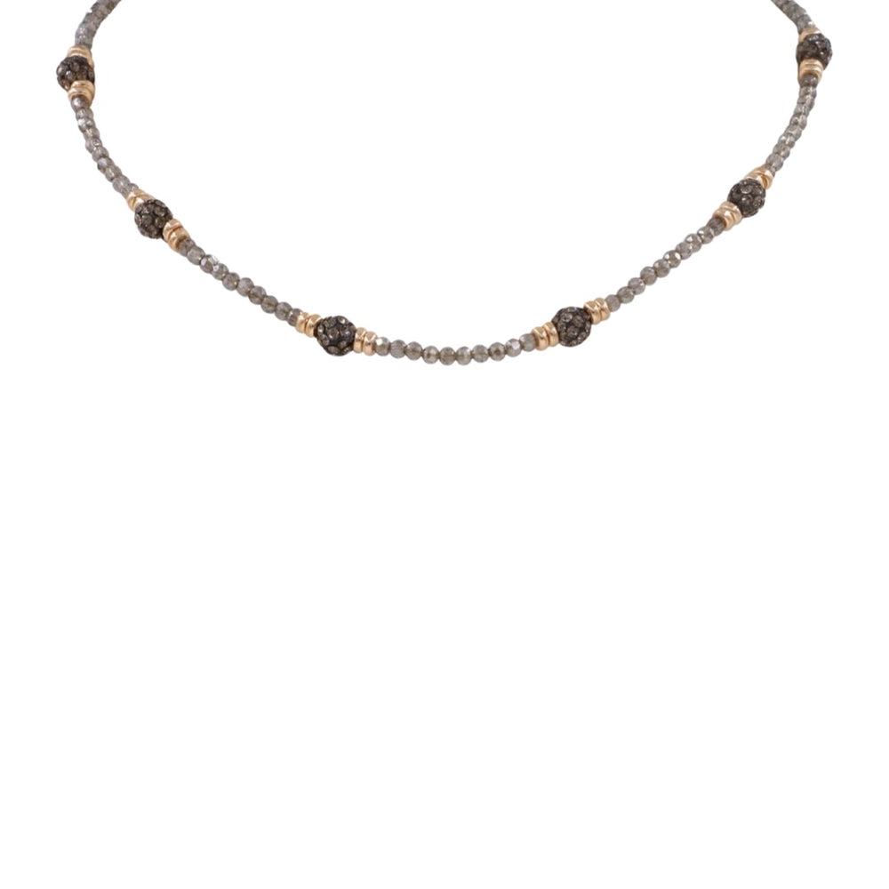 The Irina Faceted Bead Pavé Ball Necklace