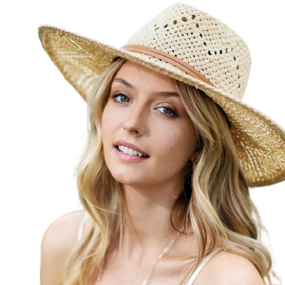 Wide Brim Woven Panama With Eyelet