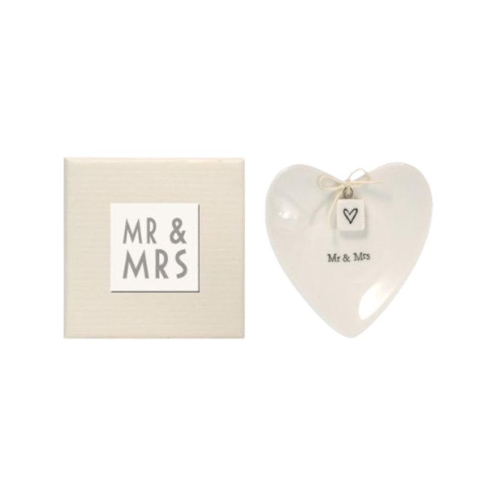 "Mr & Mrs" Heart-Shaped Ring Dish in Gift Box