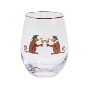 Animal Party Stemless Wine Glass