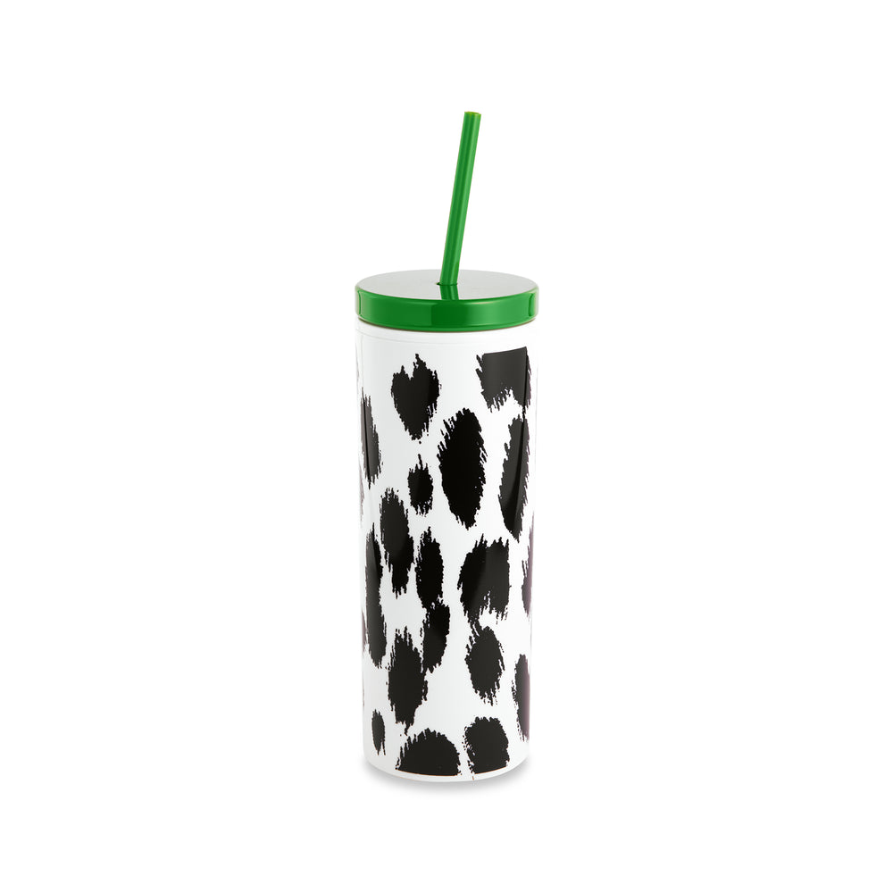 Acrylic Tumbler with Straw, Modern Leopard