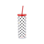 Acrylic Tumbler with Straw, Ladybug Dot