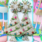 Beaded Colorful Christmas Tree Earrings