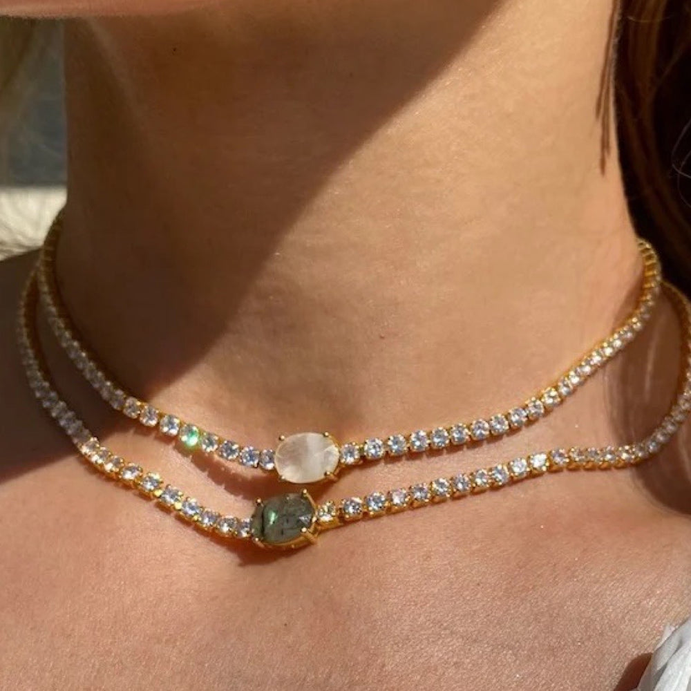 PRINCESS NECKLACE- RAINBOW MOONSTONE