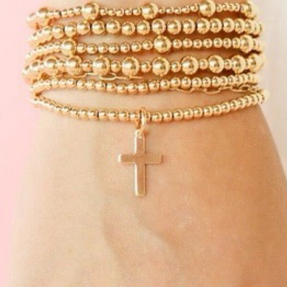 Cross Gold Charm Bracelet