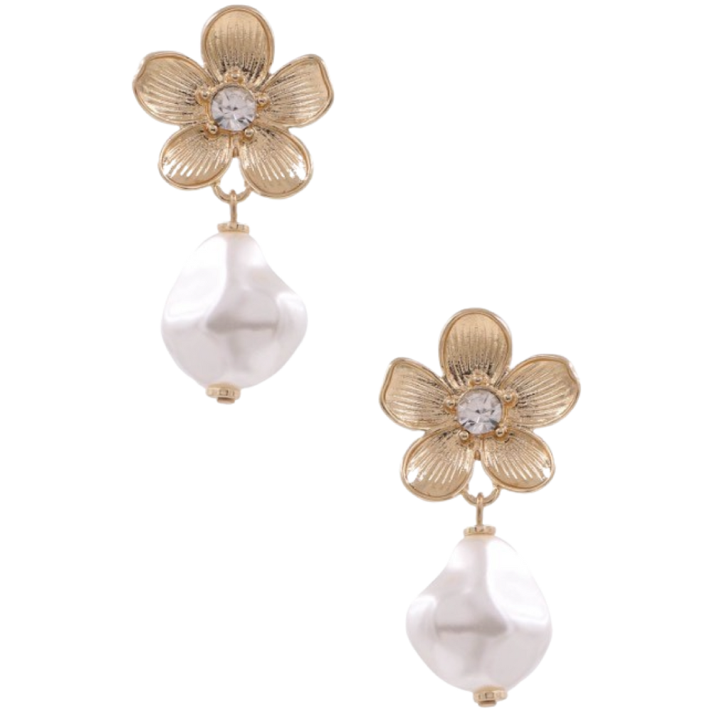 The Carol Cream Pearl Flower Drop Earrings