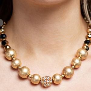 The Kaylee Bead Necklace with Crystal Ball Pendant