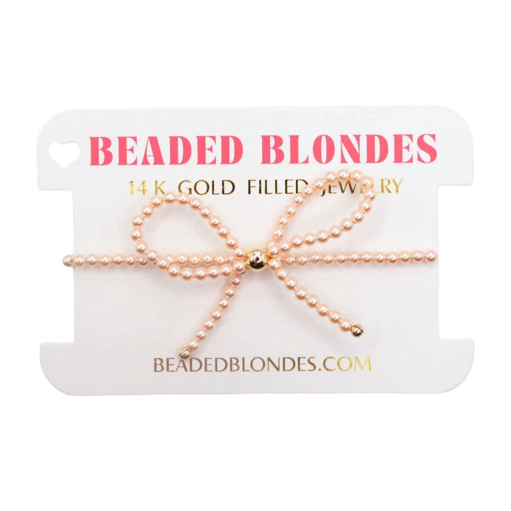 Champagne Pearl Beaded Bow Bracelet