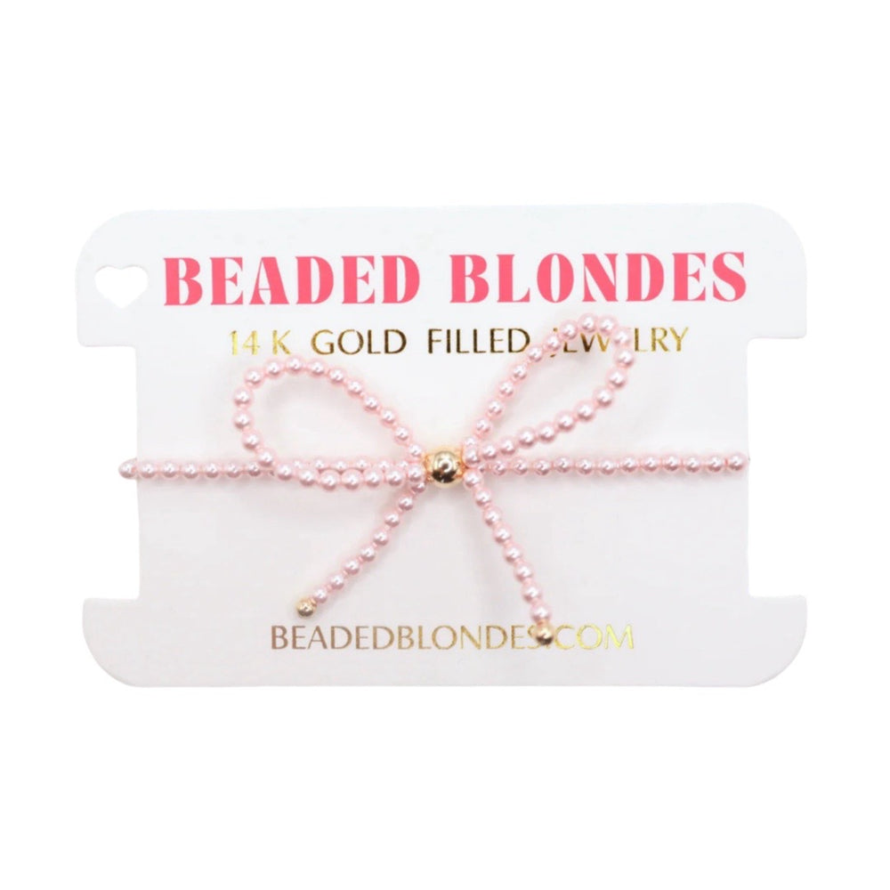 Pink Pearl Beaded Bow Bracelet