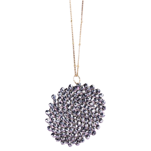 Beaded Circle Pendant Long Necklace