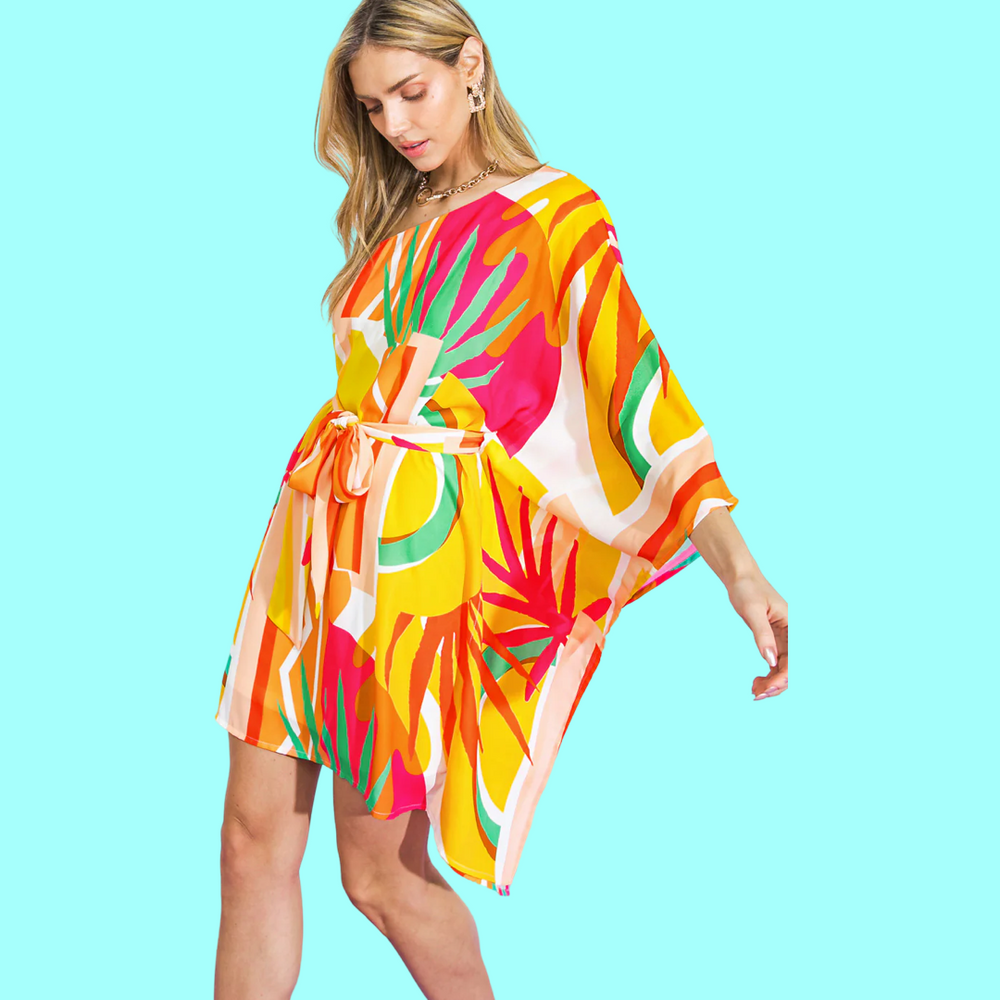 Easy Way Out Woven Kaftan Mini Dress