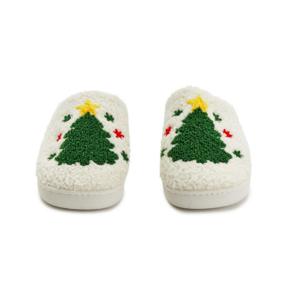 Christmas Tree Icon Plush Slippers