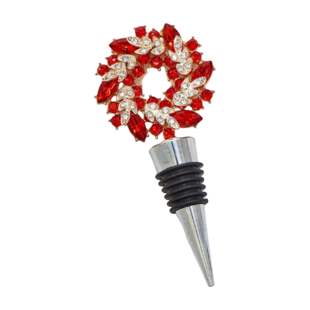 Holiday Wreath Jeweled Bottle Stopper