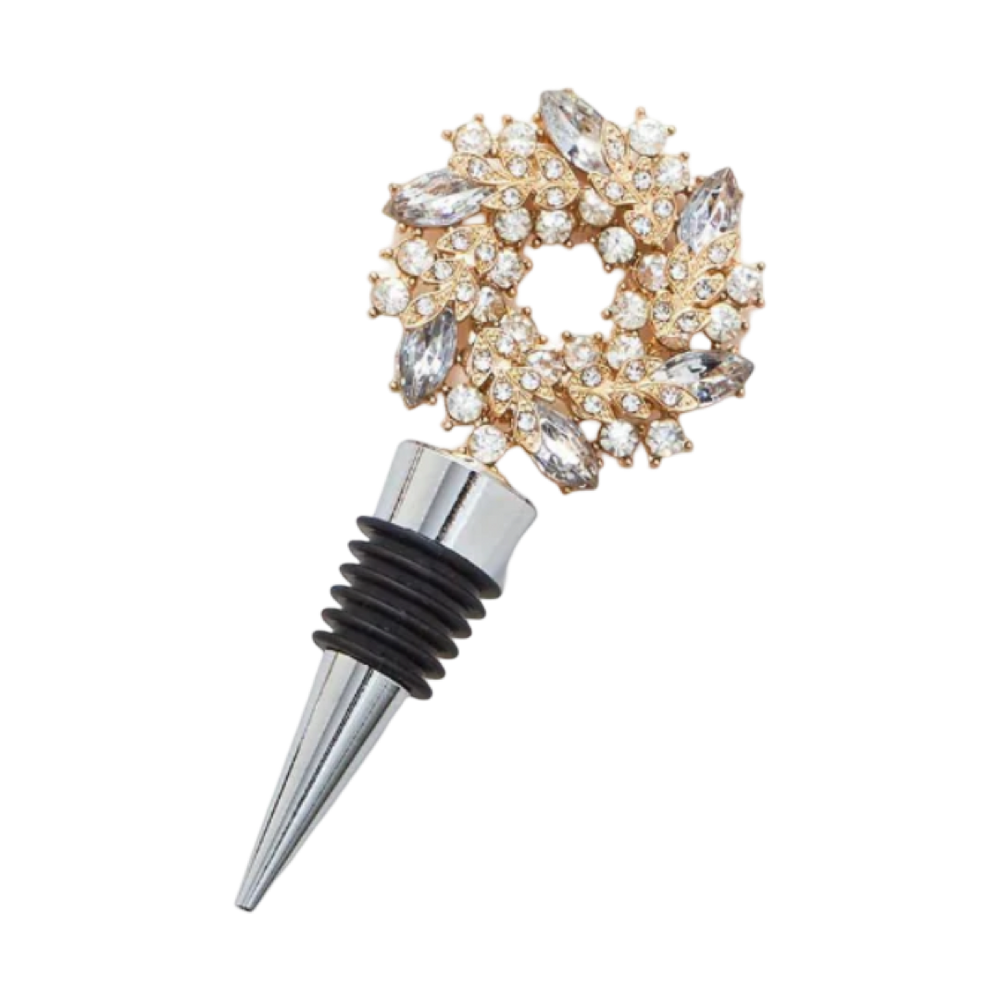 Holiday Wreath Jeweled Bottle Stopper