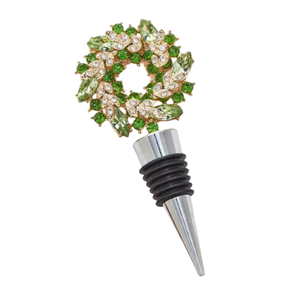 Holiday Wreath Jeweled Bottle Stopper