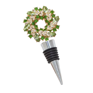 Holiday Wreath Jeweled Bottle Stopper