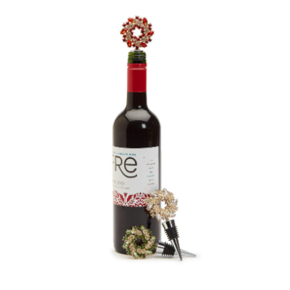 Holiday Wreath Jeweled Bottle Stopper