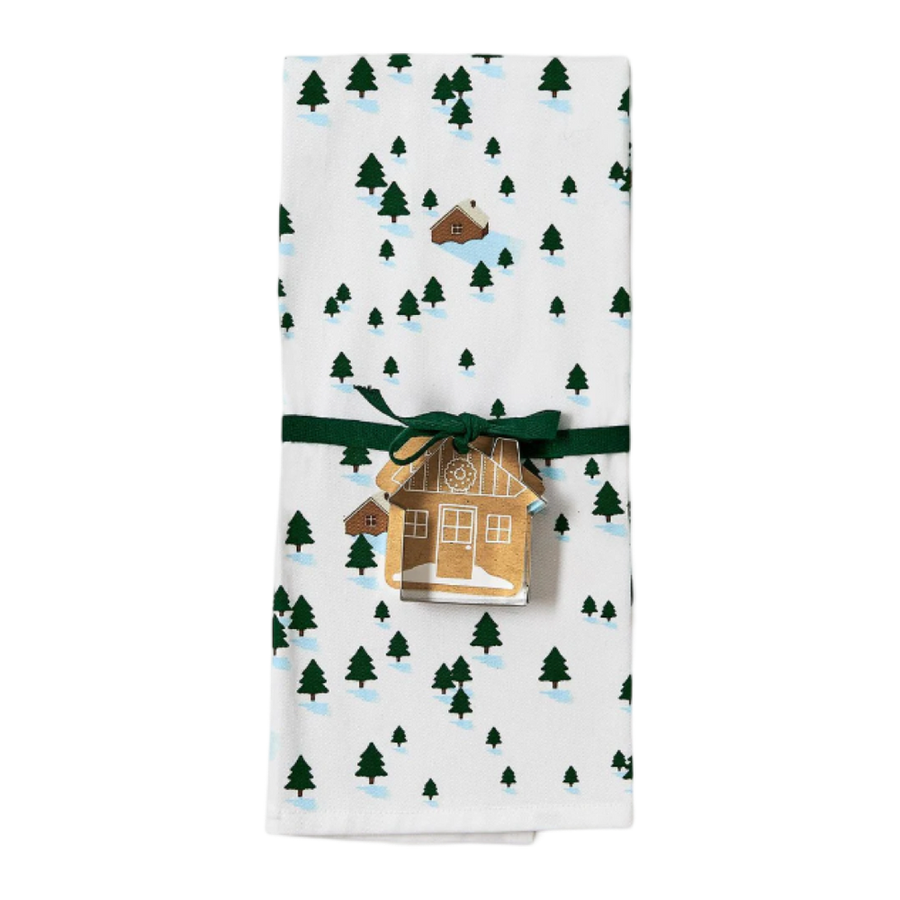 Winter Scene Dish Towel and Cookie Cutter Set