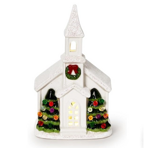 White Church with Multicolor LED Lights