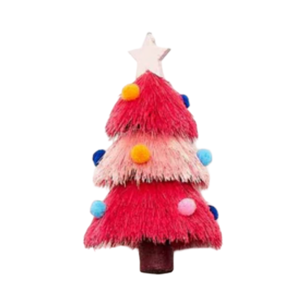 Decked Out Tree with Pom Poms Ornament