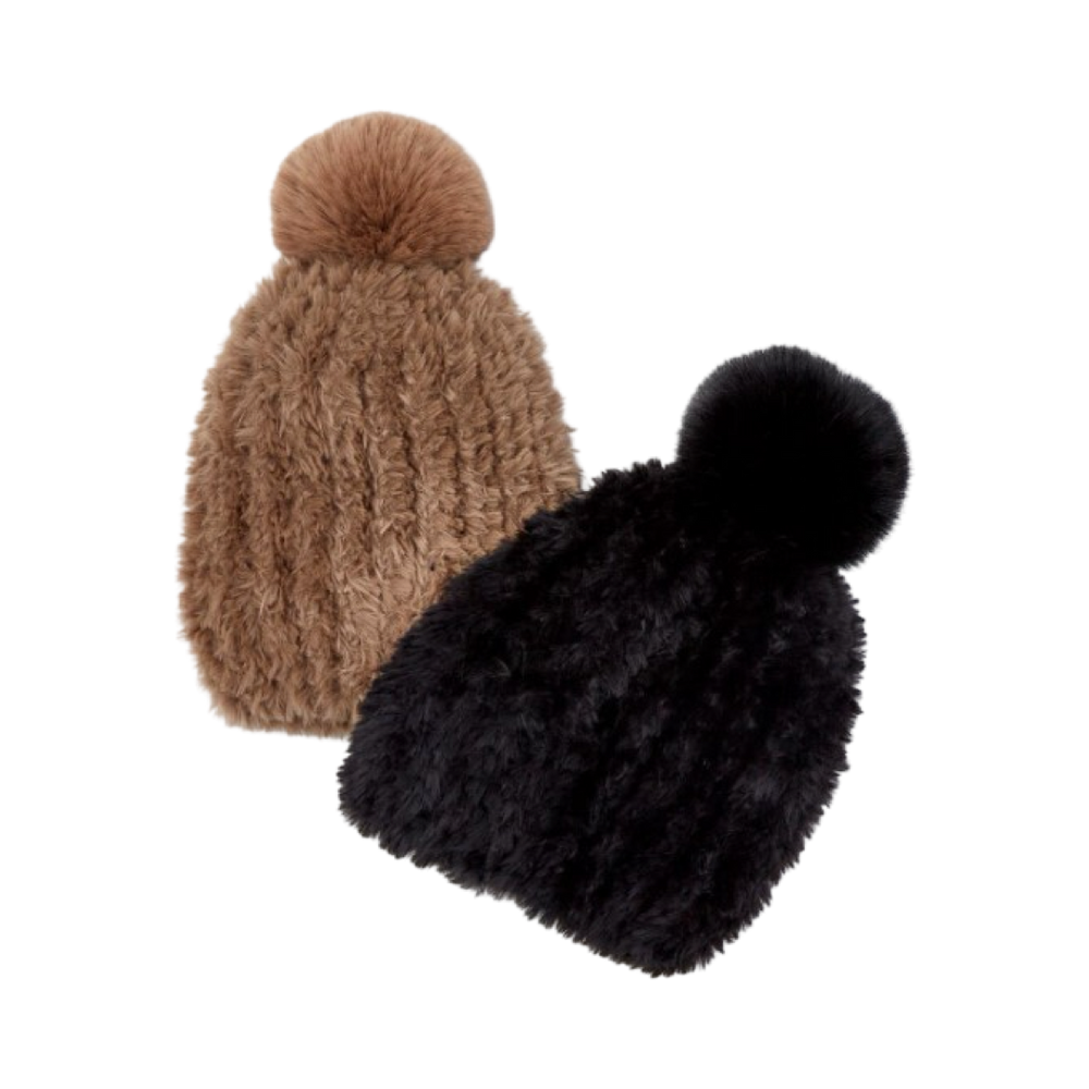 Faux Fur Hat with Pom Pom