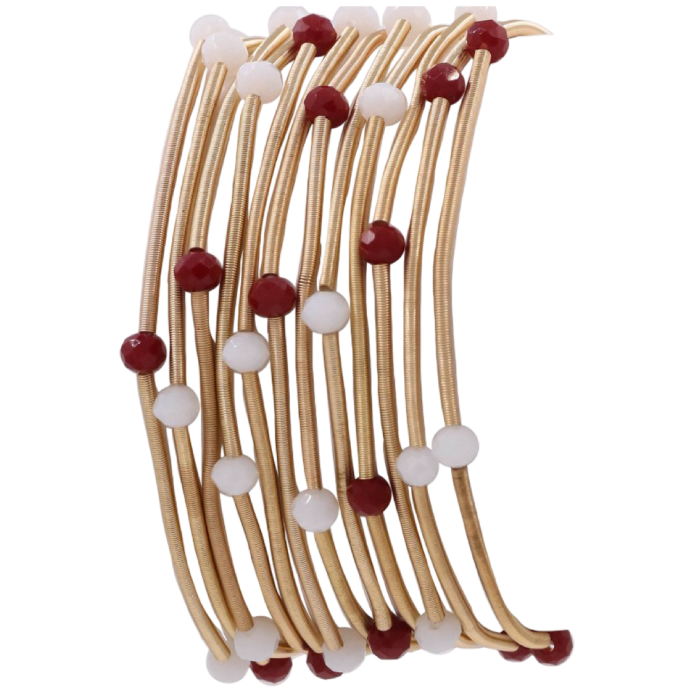 The Julie Metal Coil Multi Strand Bead Stretch Bracelet