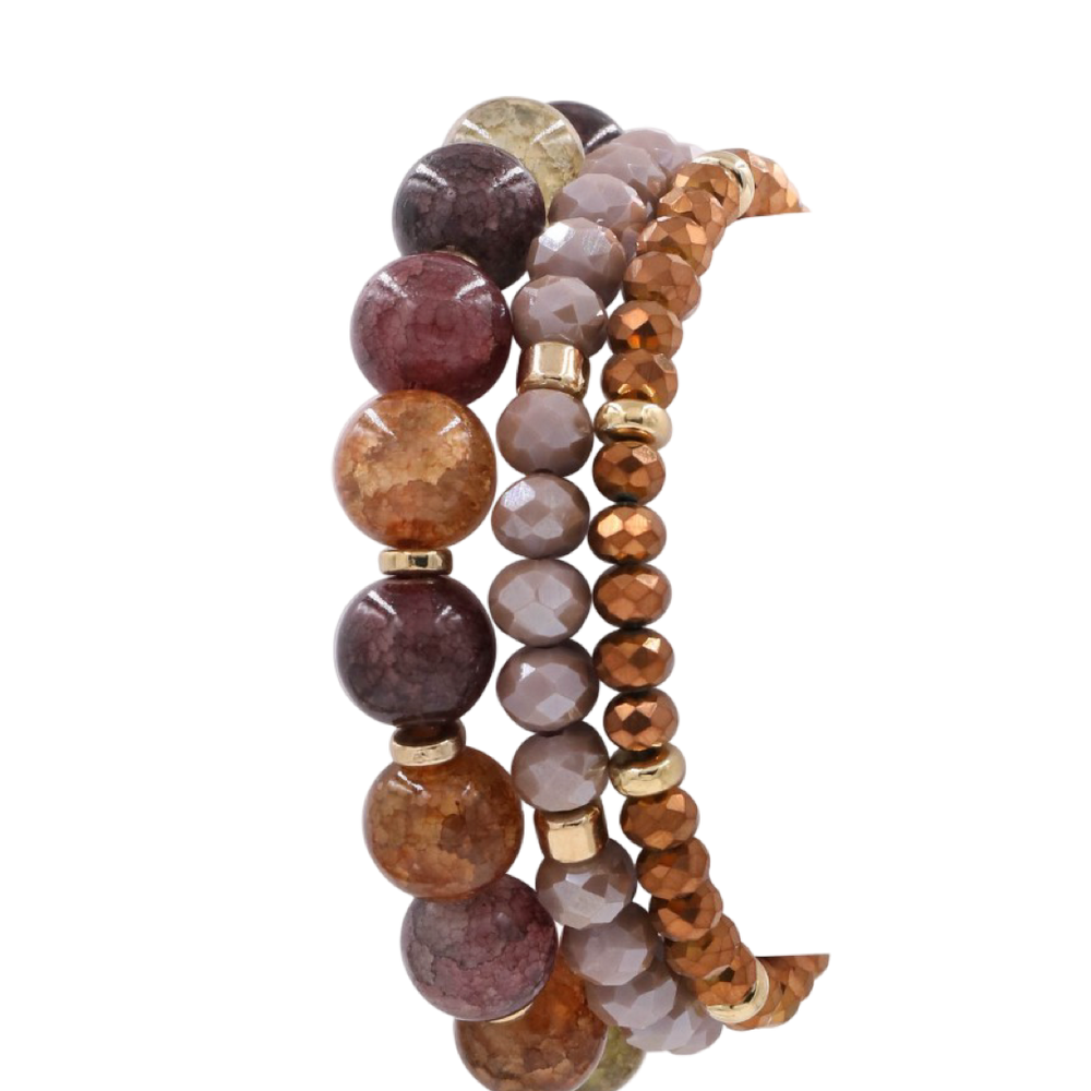 The Kourtney Semi Precious Stone Stretch Bracelet Set