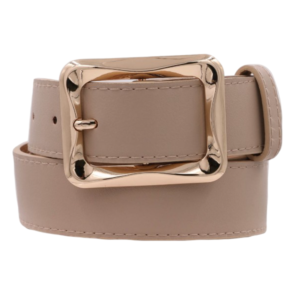 Metal Angled Bar Rectangle Faux Leather Belt