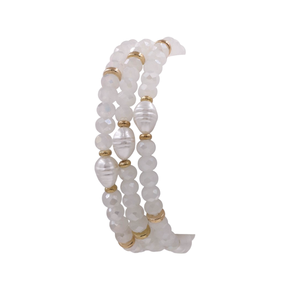 Cara Pearl Bead Stretch Bracelet Set