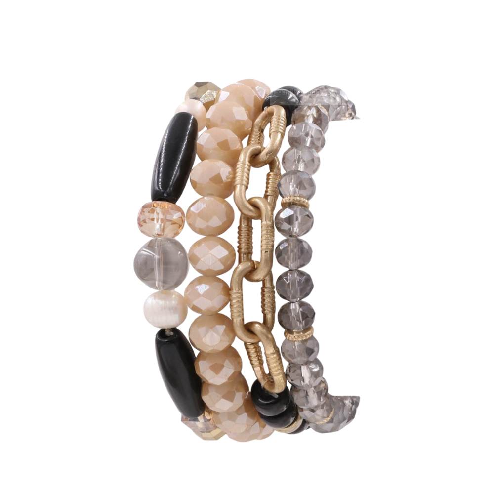 Emelina Glass Bead Elastic Bracelet Set