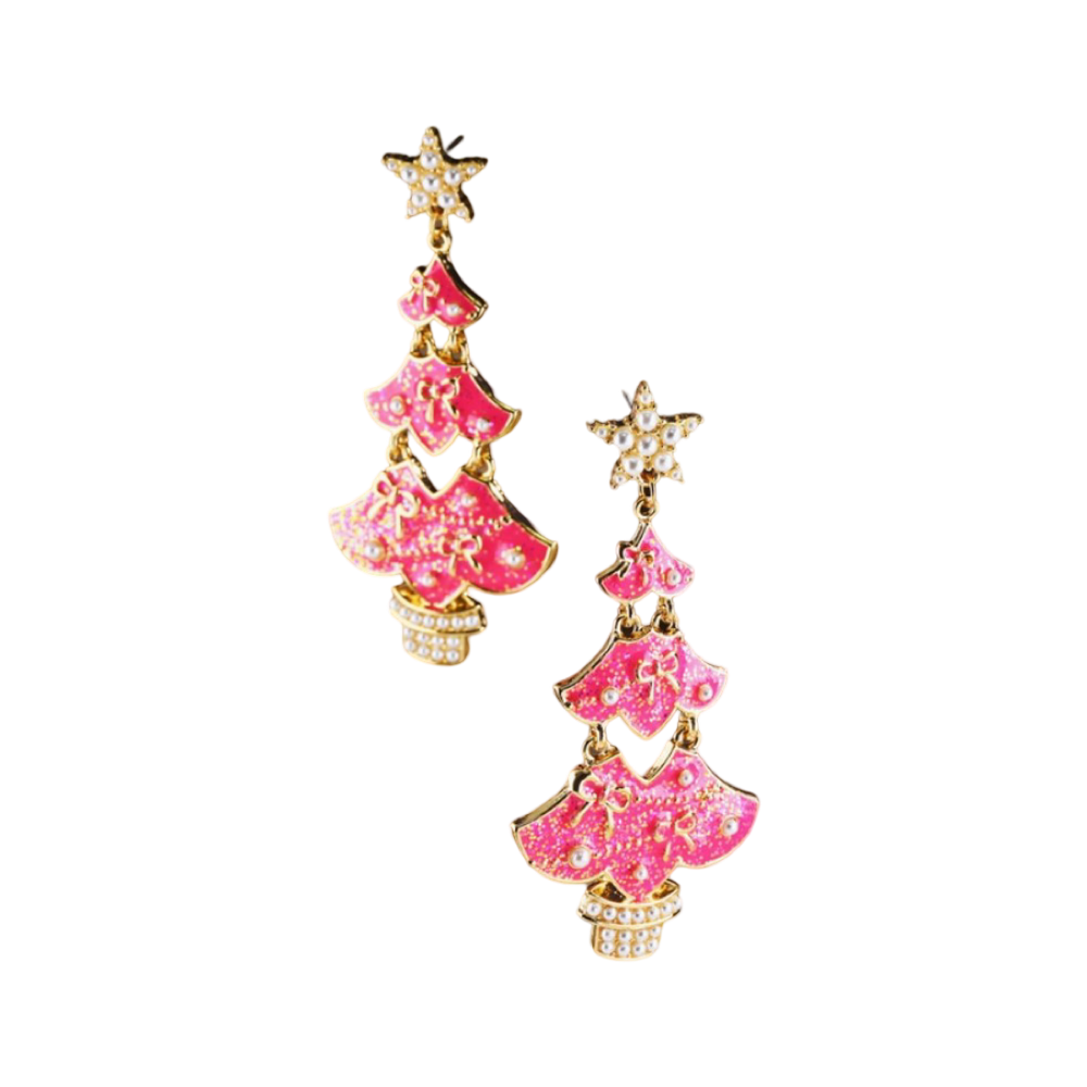 Holley Christmas Star Drop Tree Earrings