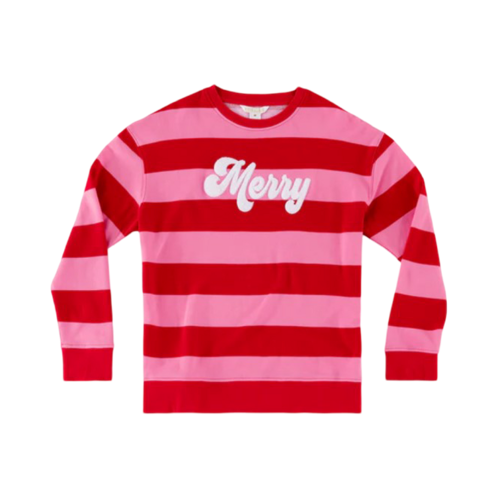 “Merry” Stripe Sweatshirt