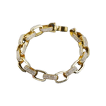 Pave Square Link Bracelet - Gold