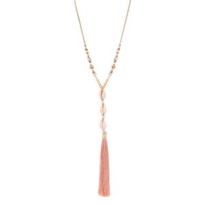 
            
                Load image into Gallery viewer, Triple Shell and Tassel Necklace
            
        