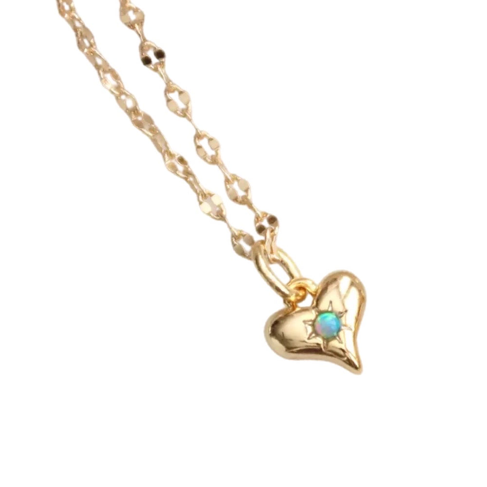 Opal Dainty Heart Necklace