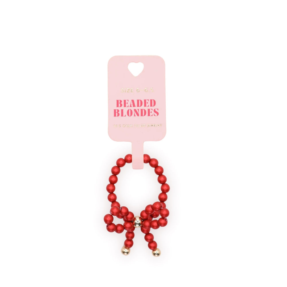 Red Pearl Bow Ring