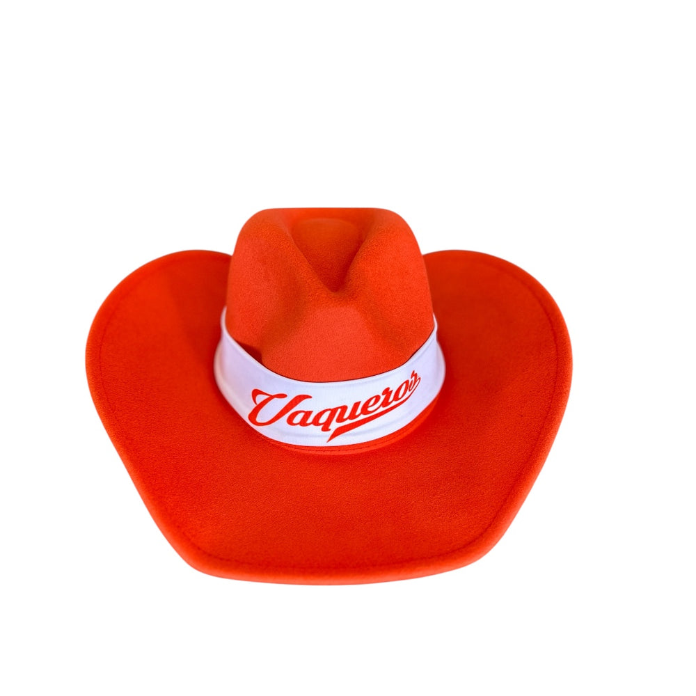 Orange Felt Cowboy Hat With Vaqueros Band