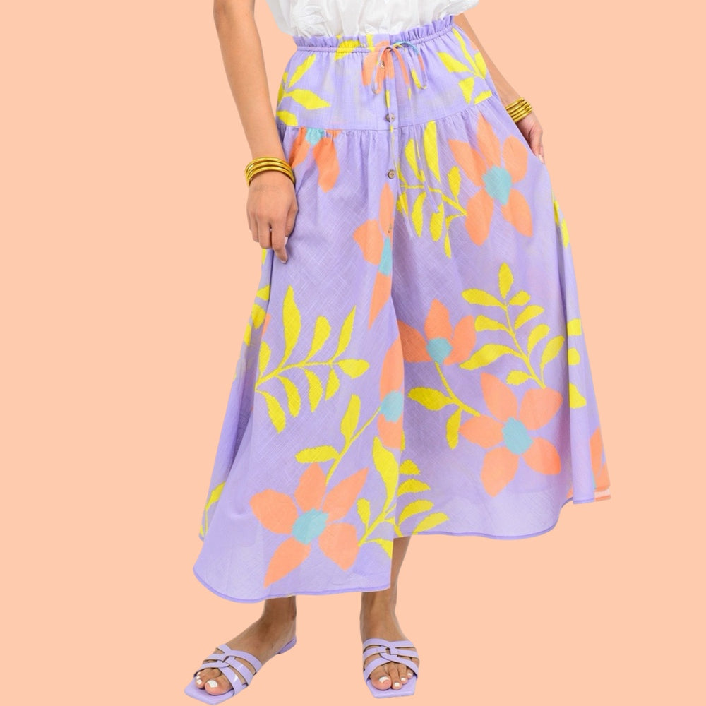 Large Floral Purple Swing Skirt