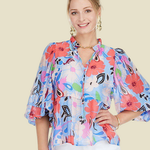 Vivid Floral Peplum Top