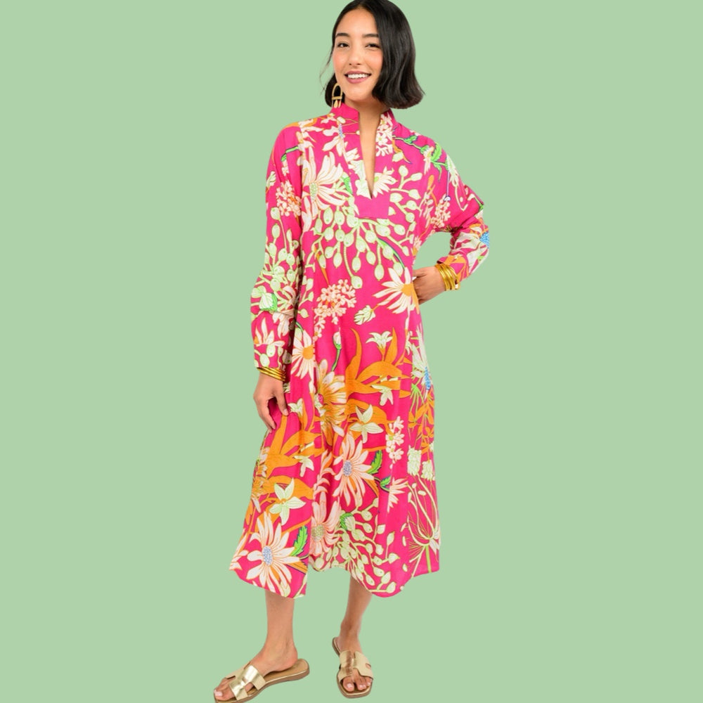 Fuchsia Patio Floral Maxi Dress