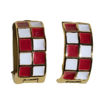 Maroon & White Checkered Enamel Huggies