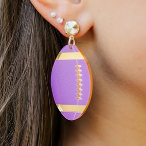 Mirrored Purple and Gold Football Earrings